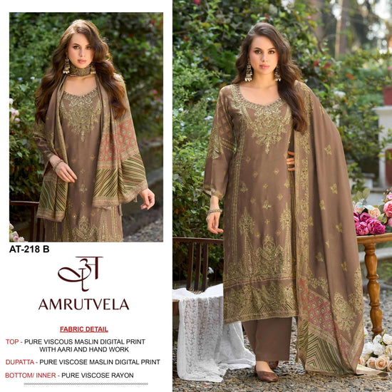 Amrutvela AT-218 Viscose Muslin Pakistani Suit