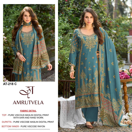 Amrutvela AT-218 Viscose Muslin Pakistani Suit