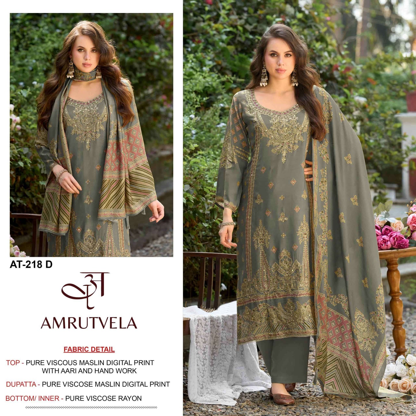 Amrutvela AT-218 Viscose Muslin Pakistani Suit