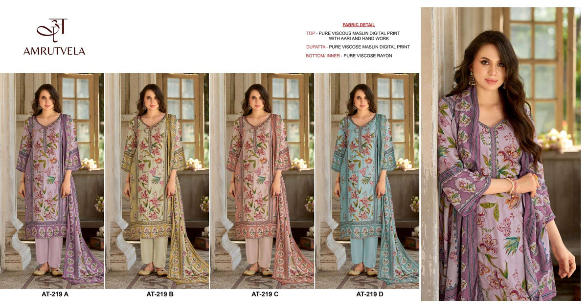 Amrutvela AT-219 Viscose Muslin Pakistani Suit