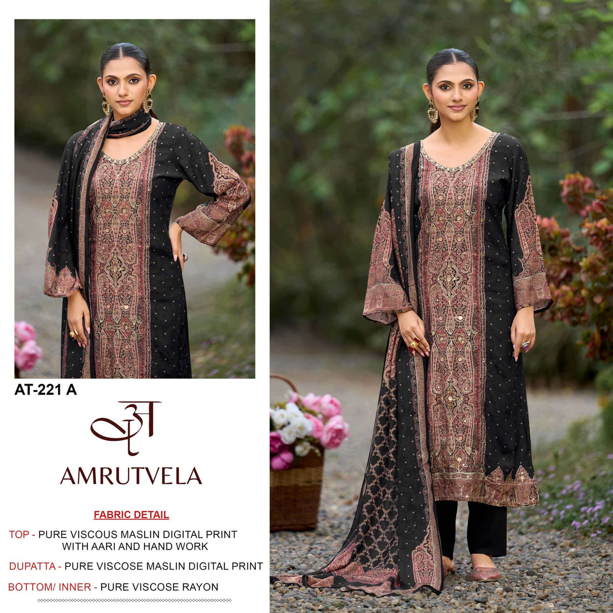 Amrutvela AT-221 Viscose Muslin Pakistani Suit