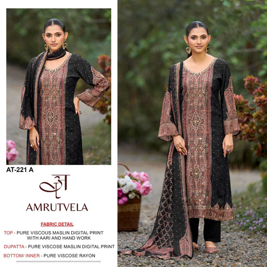 Amrutvela AT-221 Viscose Muslin Pakistani Suit