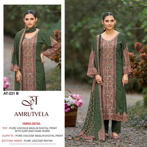Amrutvela AT-221 Viscose Muslin Pakistani Suit