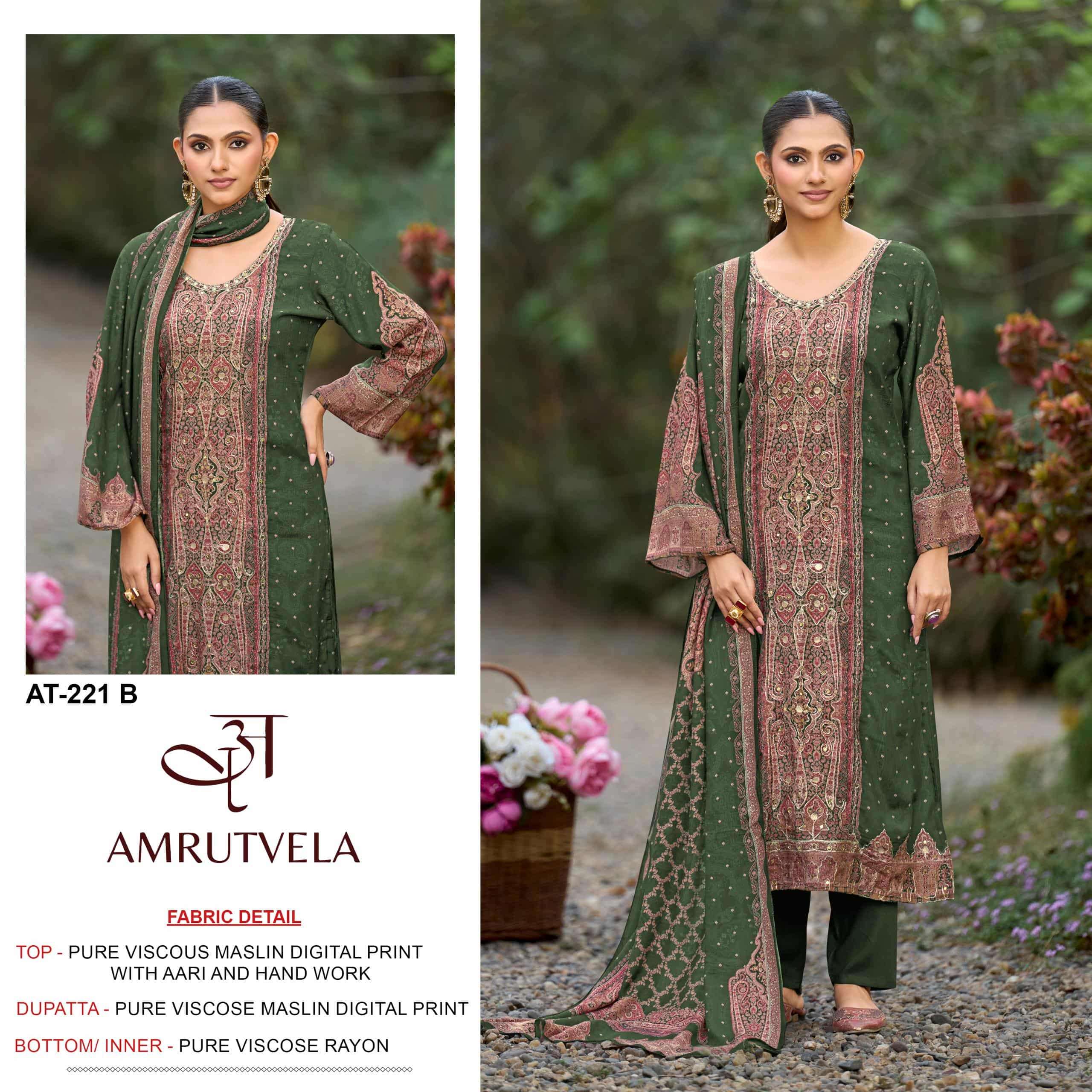 Amrutvela AT-221 Viscose Muslin Pakistani Suit