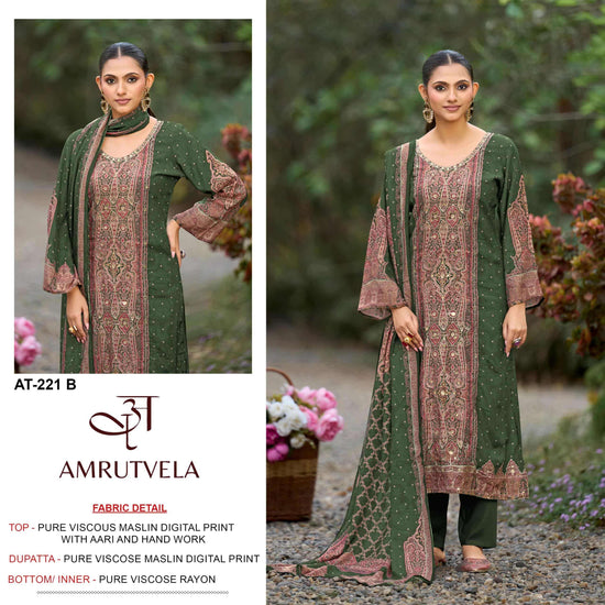 Amrutvela AT-221 Viscose Muslin Pakistani Suit