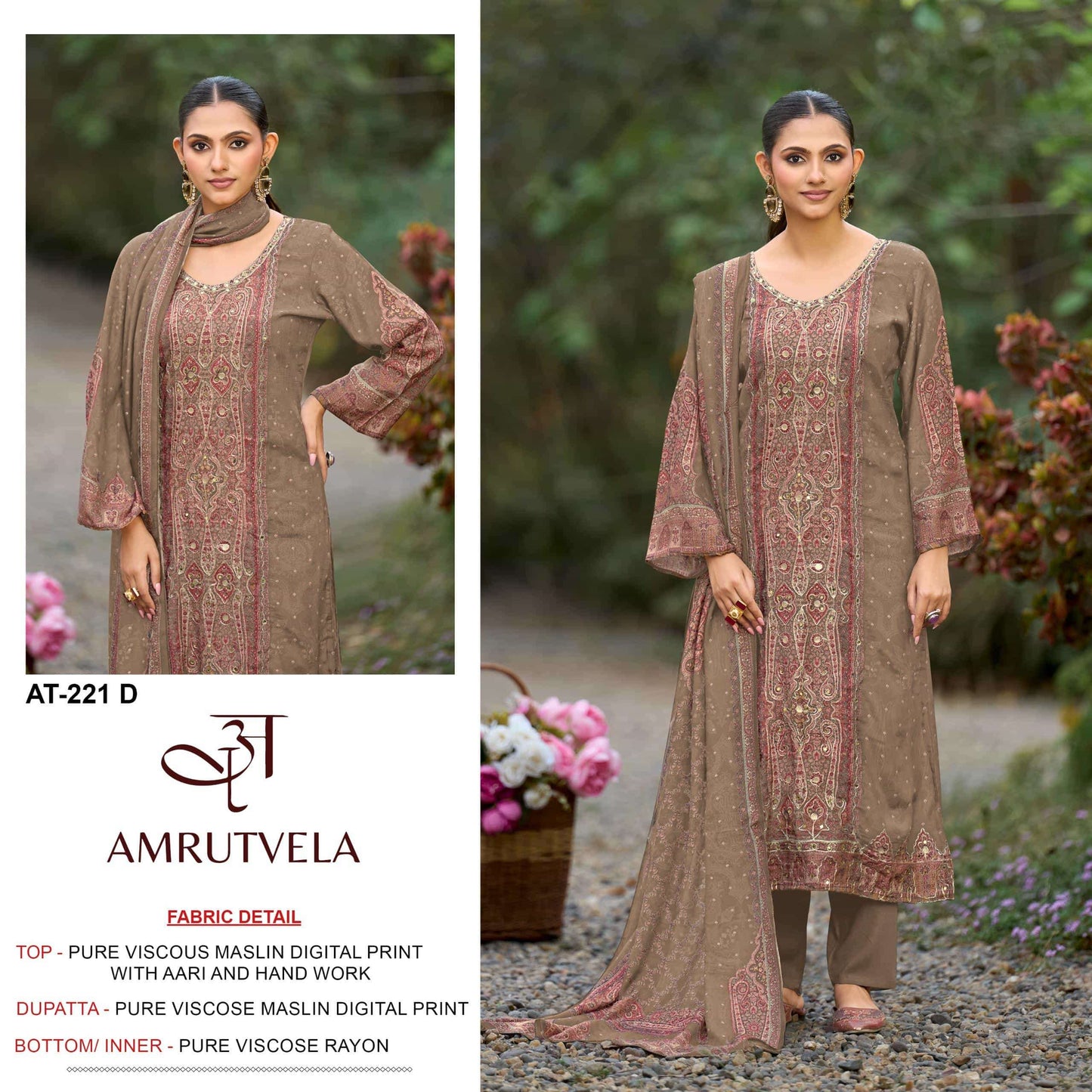 Amrutvela AT-221 Viscose Muslin Pakistani Suit