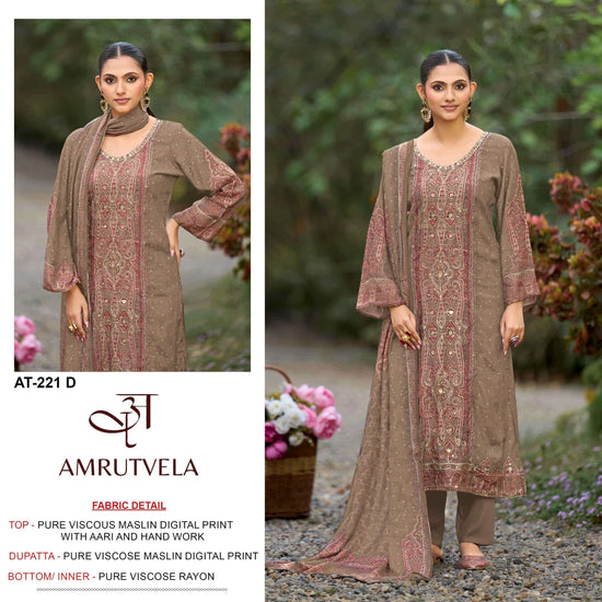 Amrutvela AT-221 Viscose Muslin Pakistani Suit