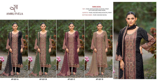 Amrutvela AT-221 Viscose Muslin Pakistani Suit