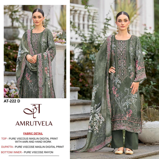 AMRUTVELA AT-222 Viscose Muslin Embroidered Pakistani Suit