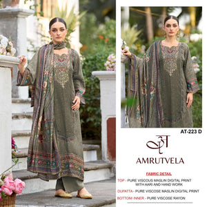 Amrutvela AT-223 Viscose Muslin Embroidery Pakistani Suit