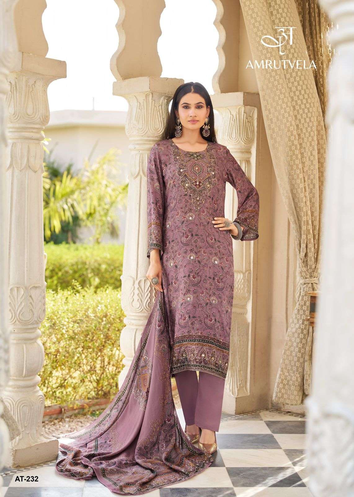 AMRUTVELA AT-232 Viscose Muslin Embroidered Pakistani Suit