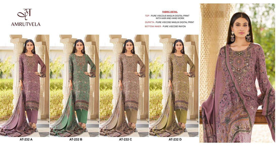 AMRUTVELA AT-232 Viscose Muslin Embroidered Pakistani Suit