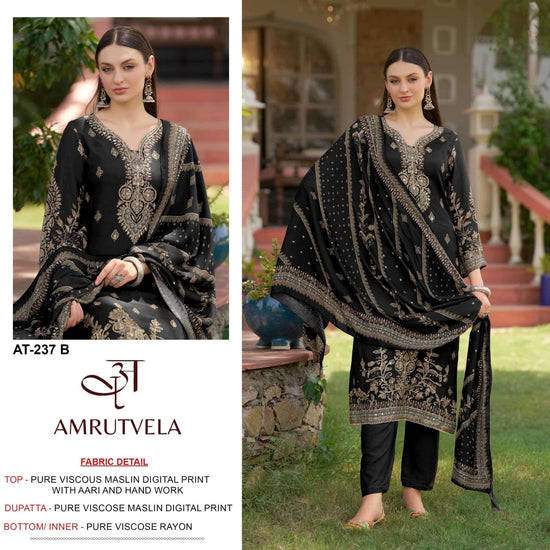 AMRUTVELA AT - 237 Viscose Muslin Pakistani Suit - Amrah Wholesale