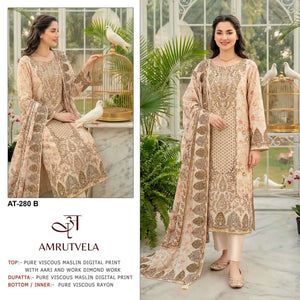 AMRUTVELA AT-280 Viscose Muslin Dress Material
