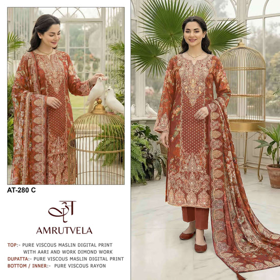AMRUTVELA AT-280 Viscose Muslin Dress Material