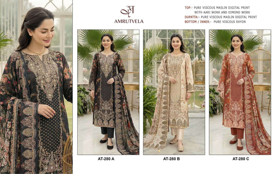 AMRUTVELA AT-280 Viscose Muslin Dress Material