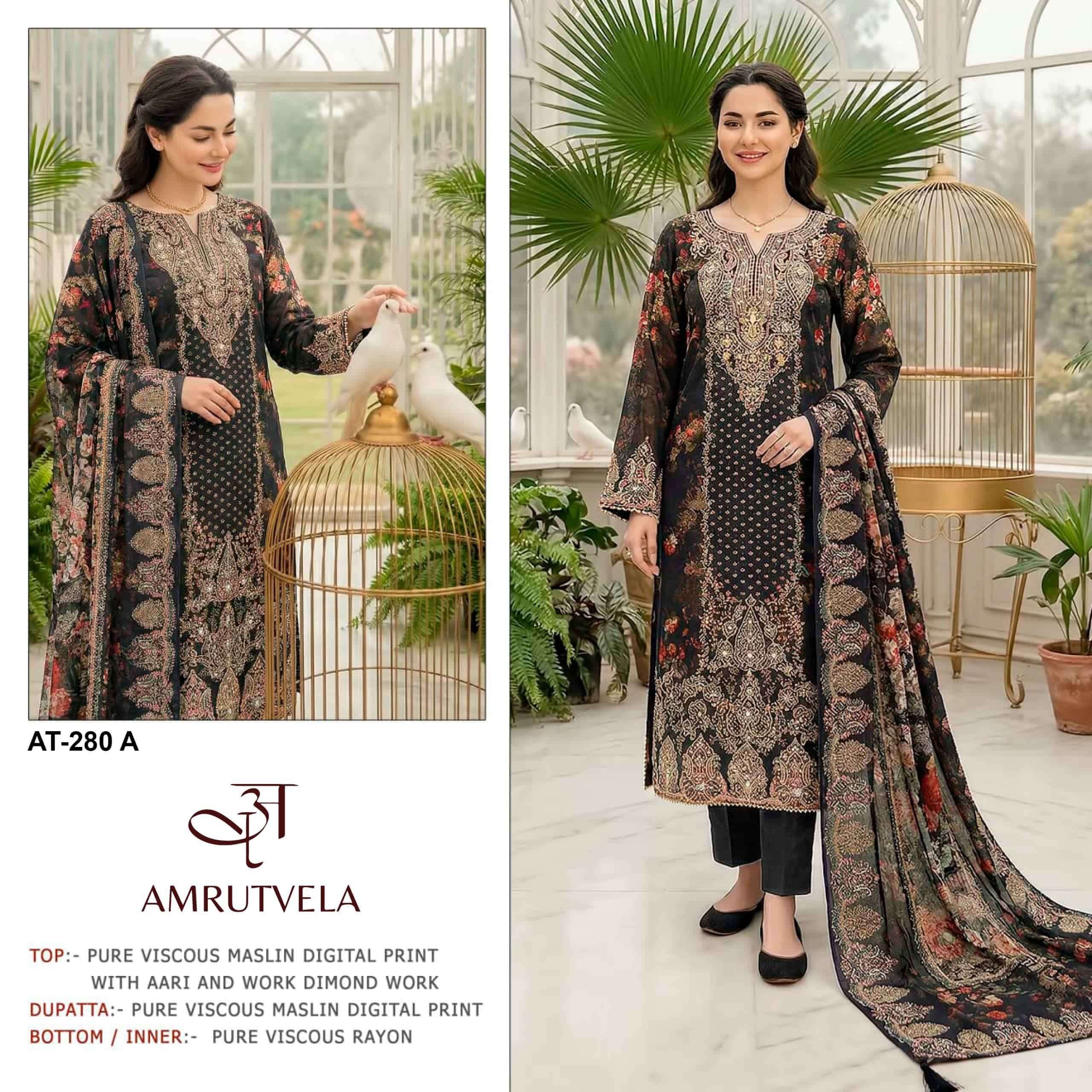 AMRUTVELA AT-280 Viscose Muslin Dress Material
