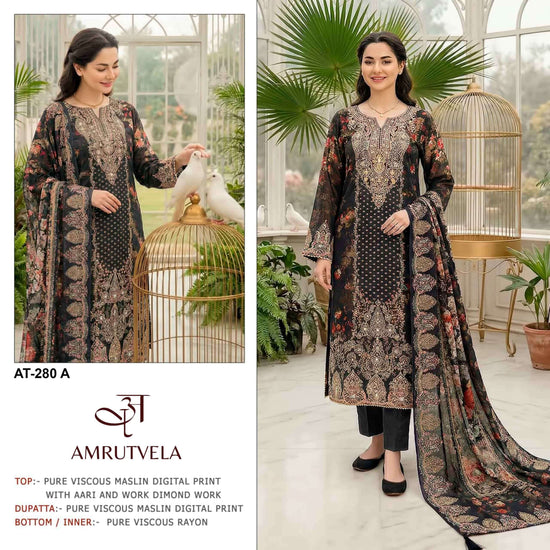 AMRUTVELA AT-280 Viscose Muslin Dress Material