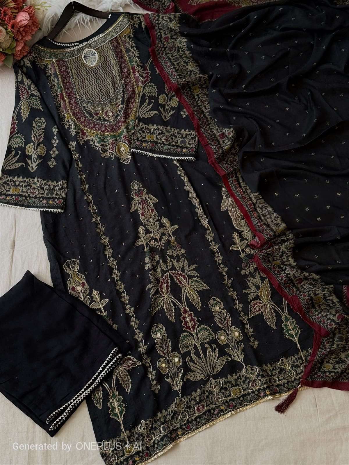 AMRUTVELA AT-285 Viscose Muslin Embroidered Pakistani Suit