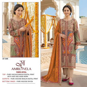 Amrutvela AT-306 Viscose Muslin Printed Dress Material