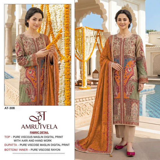 Amrutvela AT-306 Viscose Muslin Printed Dress Material