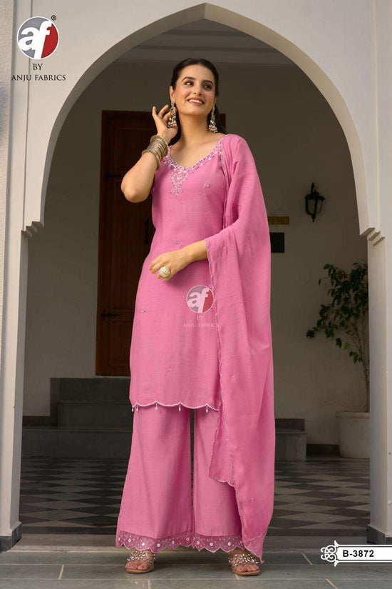 Anju Fabric 3872 Series Mal Chanderi Embroidery Stitched Punjabi Suit Set