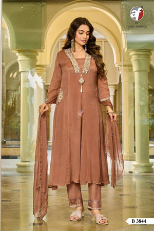Anju Fabric B-3844 Chinon Chiffon Embroidered Ready To Wear Salwar Suit