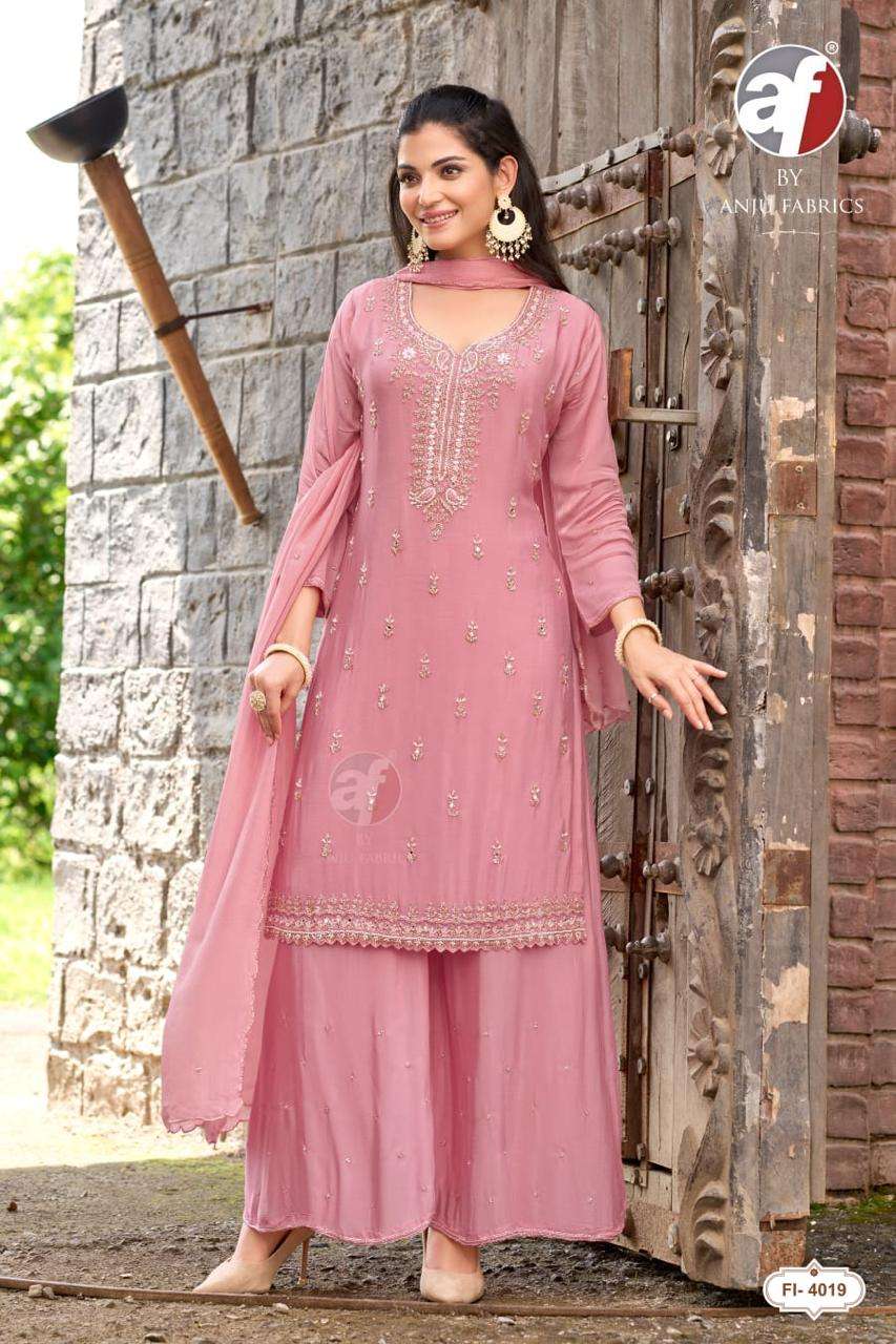 Anju Fabric FI-4019 Chinon Embroidered Punjabi Stitched Salwar Suit