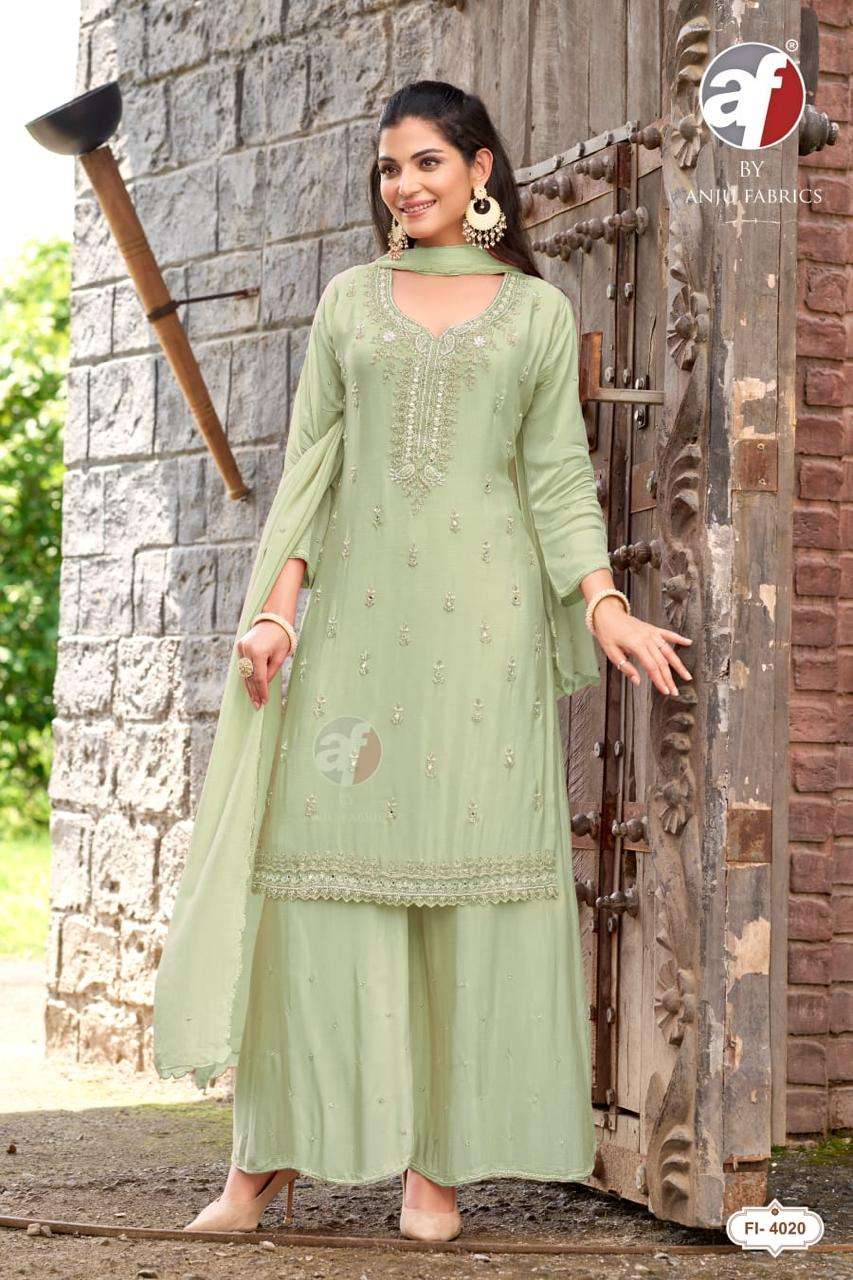 Anju Fabric FI-4019 Chinon Embroidered Punjabi Stitched Salwar Suit