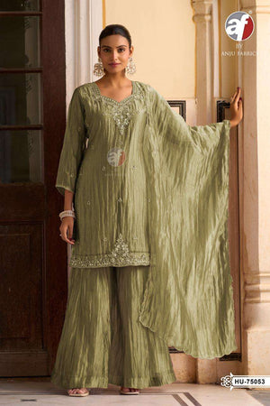 ANJU FABRIC HU-75053 Tissue Organza Festive Salwar Suit Set