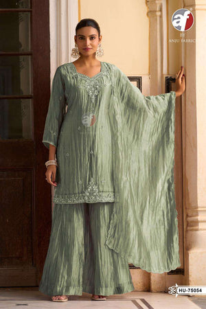 ANJU FABRIC HU-75053 Tissue Organza Festive Salwar Suit Set