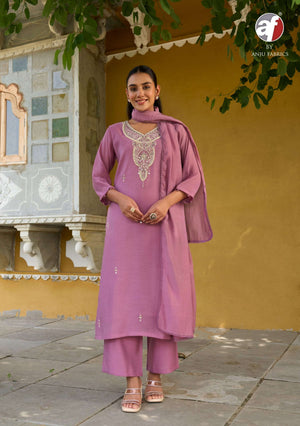 ANJU FABRIC MAYRA VOL-9 Mal Chanderi Embroidered Punjabi Salwar Suit Set