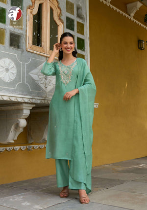 ANJU FABRIC MAYRA VOL-9 Mal Chanderi Embroidered Punjabi Salwar Suit Set