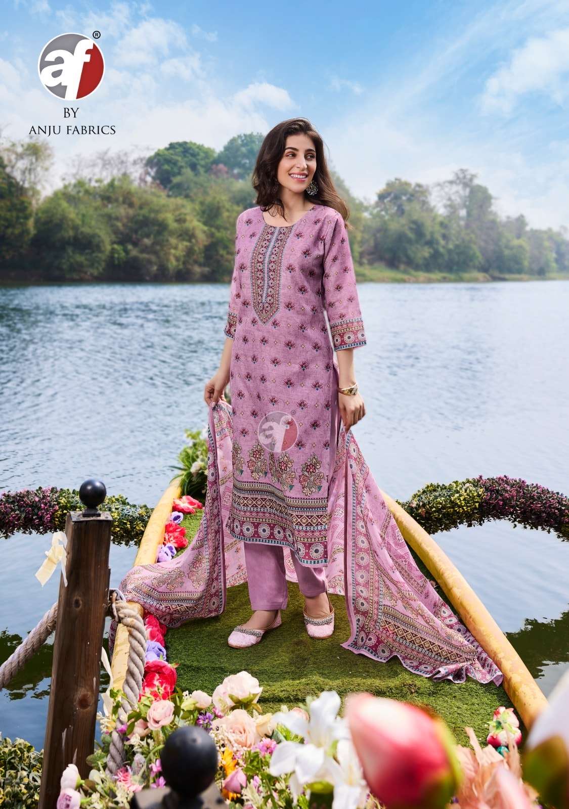 Anju Fabric Pretty Petal Vol-2 Linen Cotton Printed Salwar Suit Set
