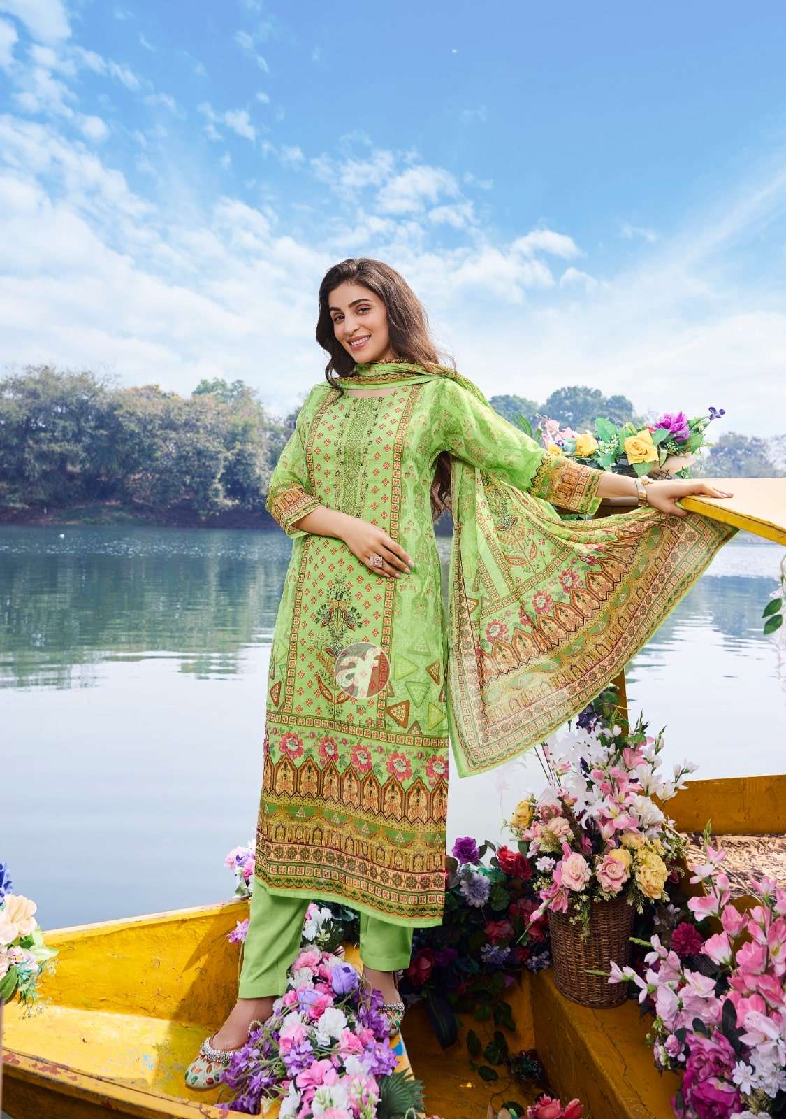 Anju Fabric Pretty Petal Vol-2 Linen Cotton Printed Salwar Suit Set