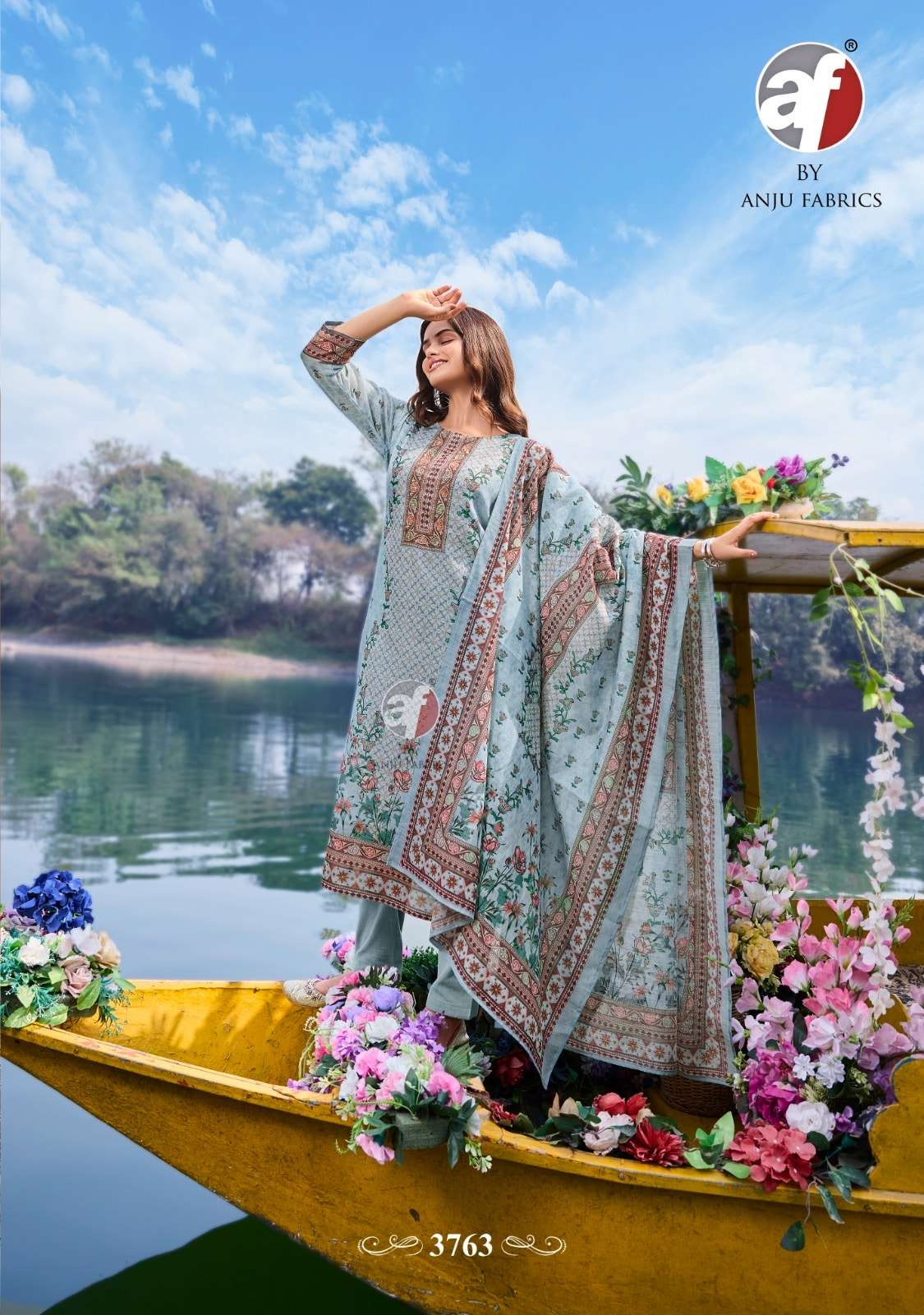 Anju Fabric Pretty Petal Vol-2 Linen Cotton Printed Salwar Suit Set