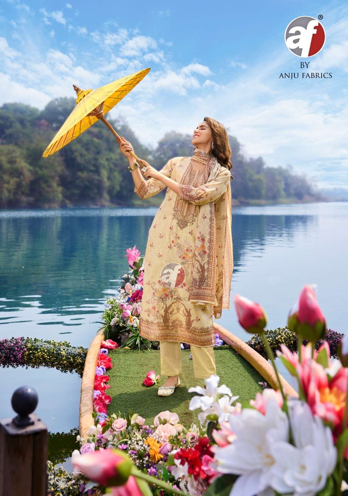 Anju Fabric Pretty Petal Vol-2 Linen Cotton Printed Salwar Suit Set