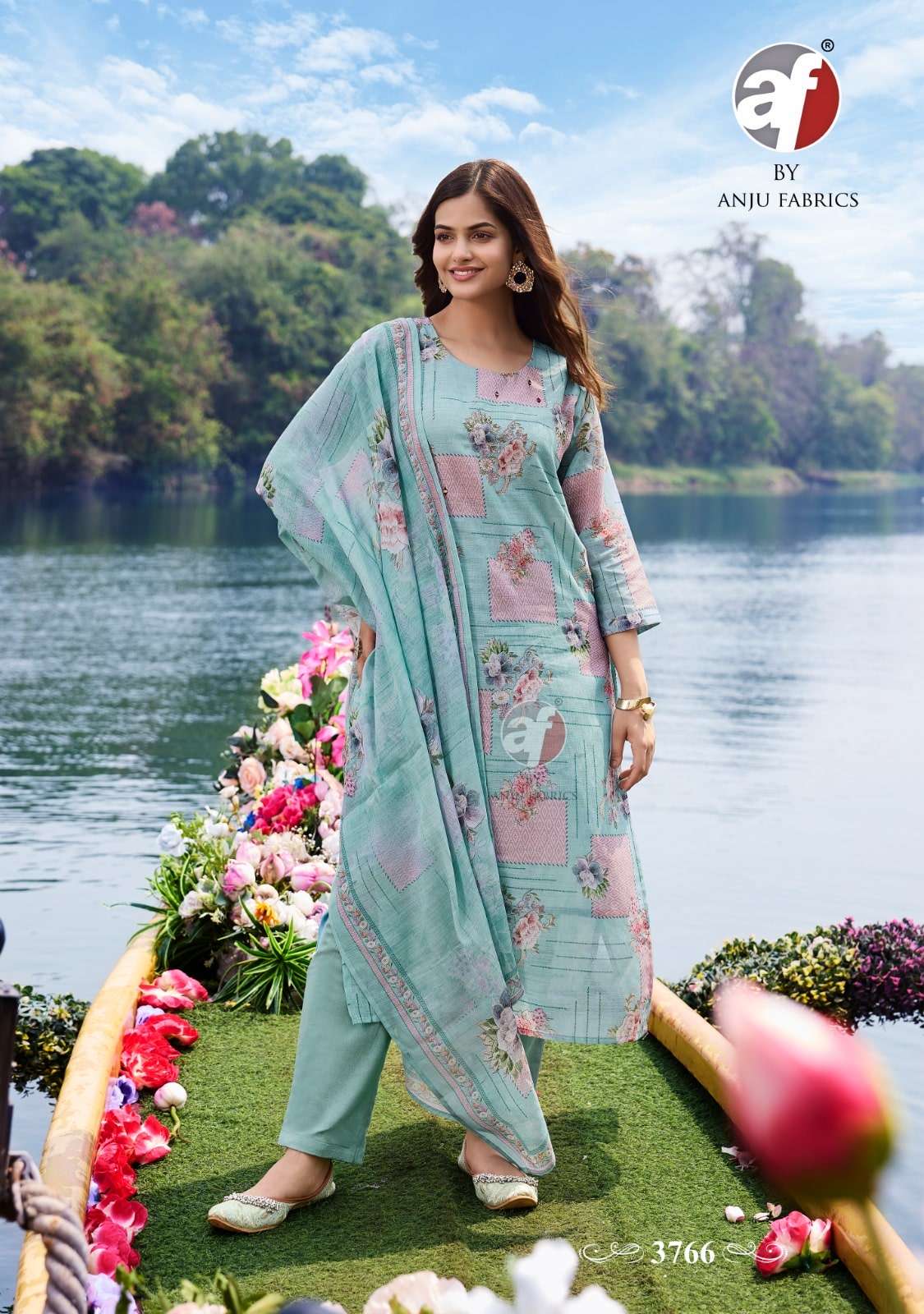 Anju Fabric Pretty Petal Vol-2 Linen Cotton Printed Salwar Suit Set