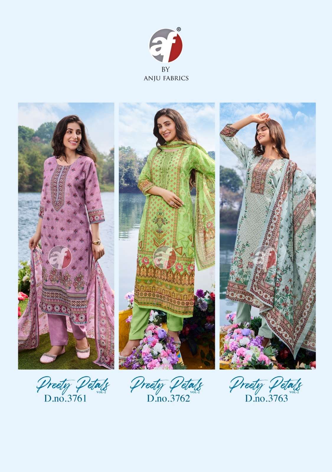 Anju Fabric Pretty Petal Vol-2 Linen Cotton Printed Salwar Suit Set