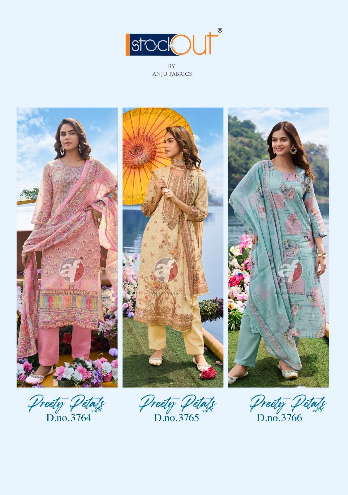 Anju Fabric Pretty Petal Vol-2 Linen Cotton Printed Salwar Suit Set