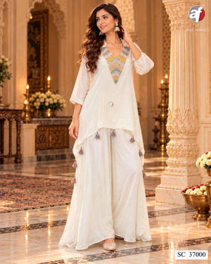 Anju Fabric SC-37000 Crepe Hand Work Readymade Palazzo Salwar Suit