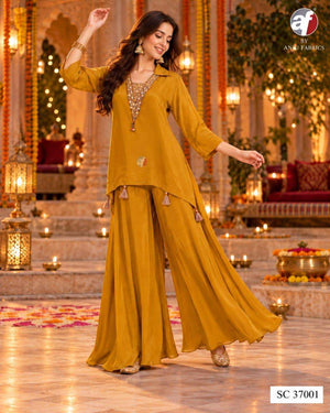 Anju Fabric SC-37000 Crepe Hand Work Readymade Palazzo Salwar Suit