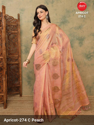 Apple Saree Apple Apricot 274 Linen Saree