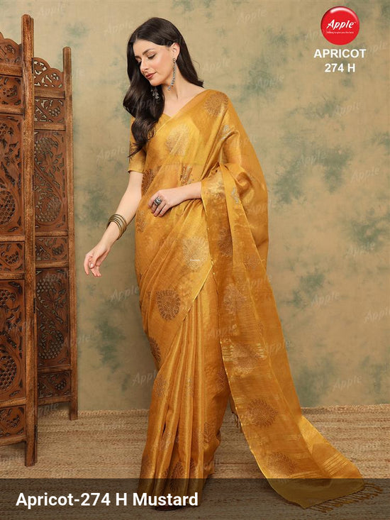 Apple Saree Apple Apricot 274 Linen Saree
