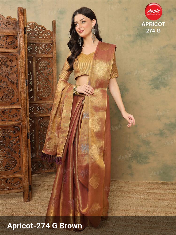 Apple Saree Apple Apricot 274 Linen Saree