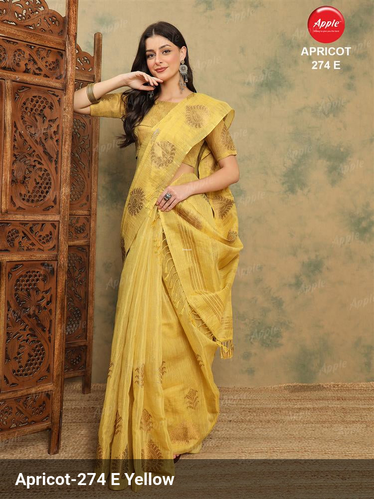 Apple Saree Apple Apricot 274 Linen Saree