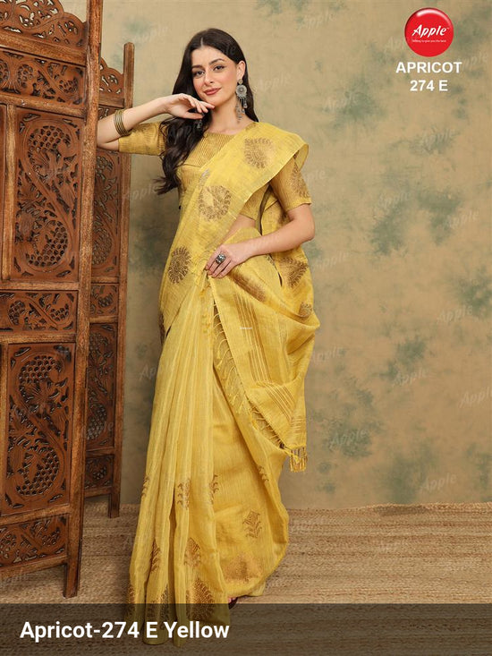 Apple Saree Apple Apricot 274 Linen Saree