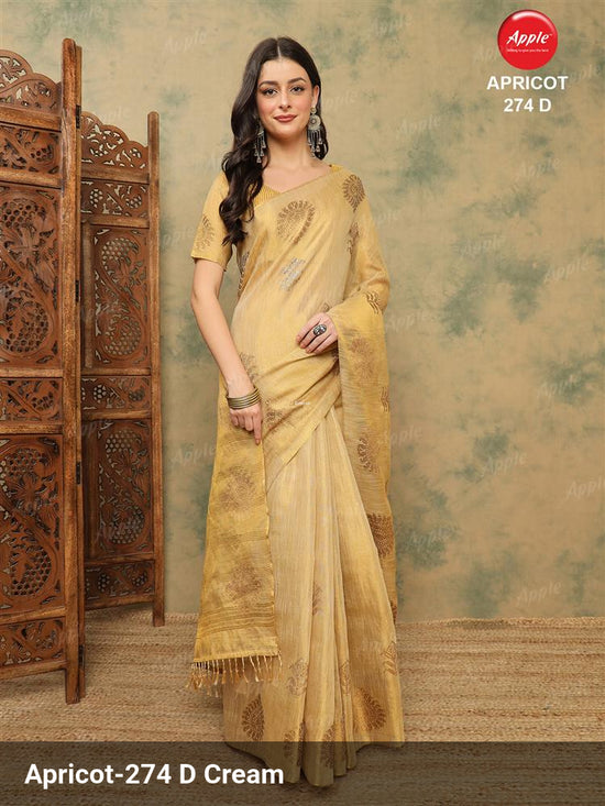 Apple Saree Apple Apricot 274 Linen Saree