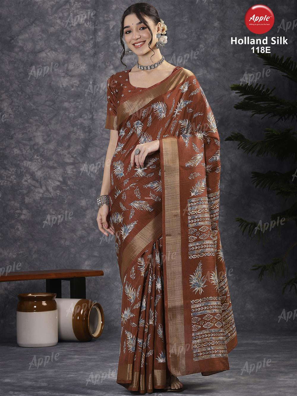 Apple Saree Apple Holland Silk 118 Silk Blend Saree