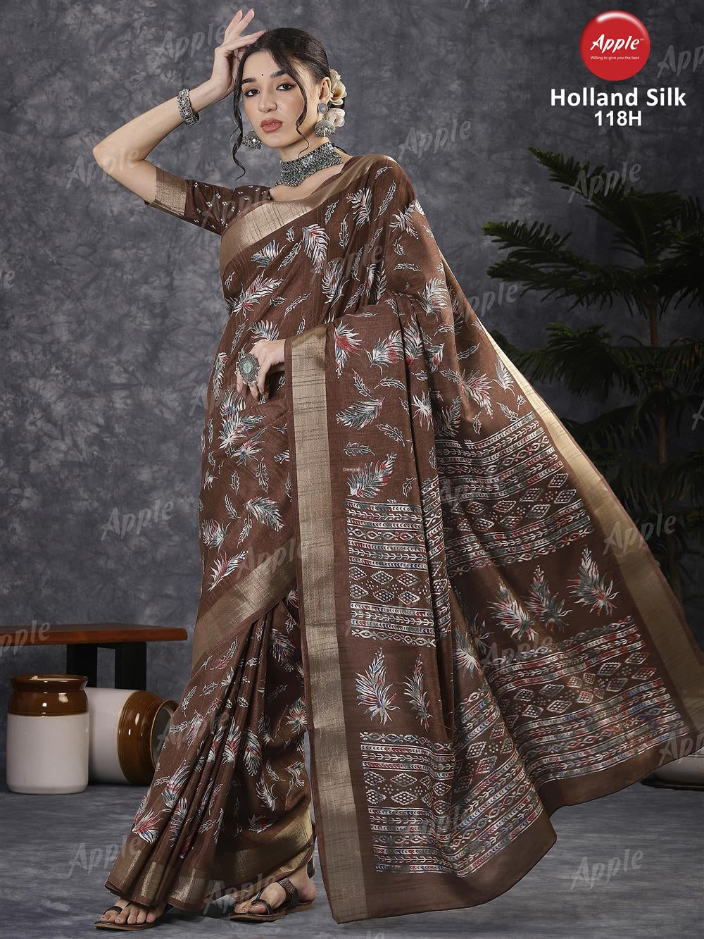 Apple Saree Apple Holland Silk 118 Silk Blend Saree